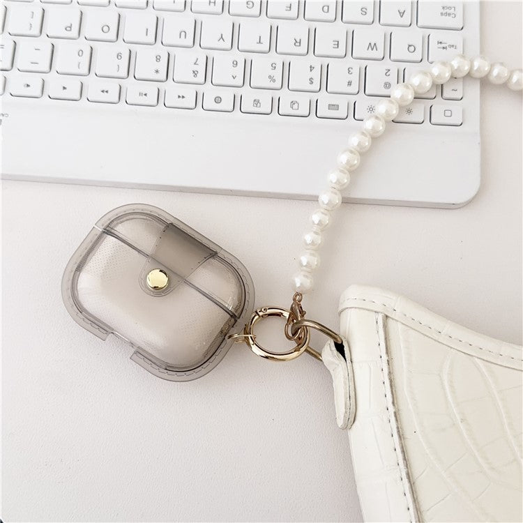 For Apple AirPods Pro Charging Case Cover Bluetooth Headset Case with Ring Buckle - Transparent