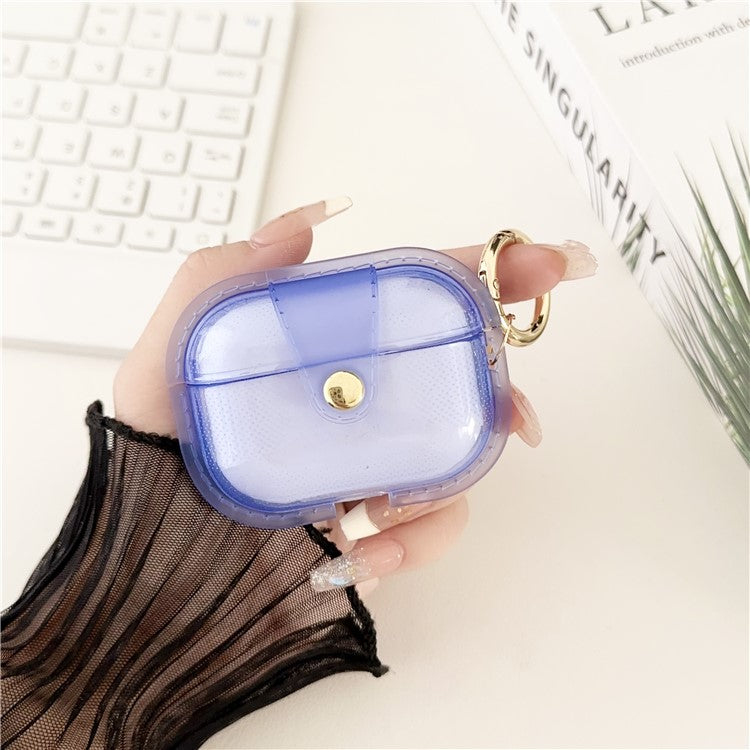 For Apple AirPods Pro Charging Case Cover Bluetooth Headset Case with Ring Buckle - Blue