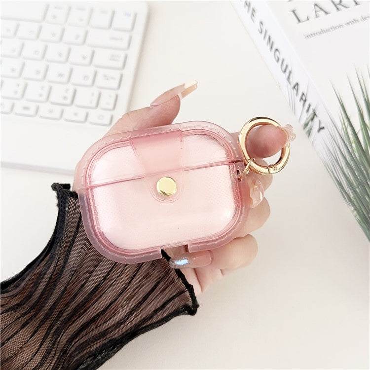 For Apple AirPods Pro Charging Case Cover Bluetooth Headset Case with Ring Buckle - Pink