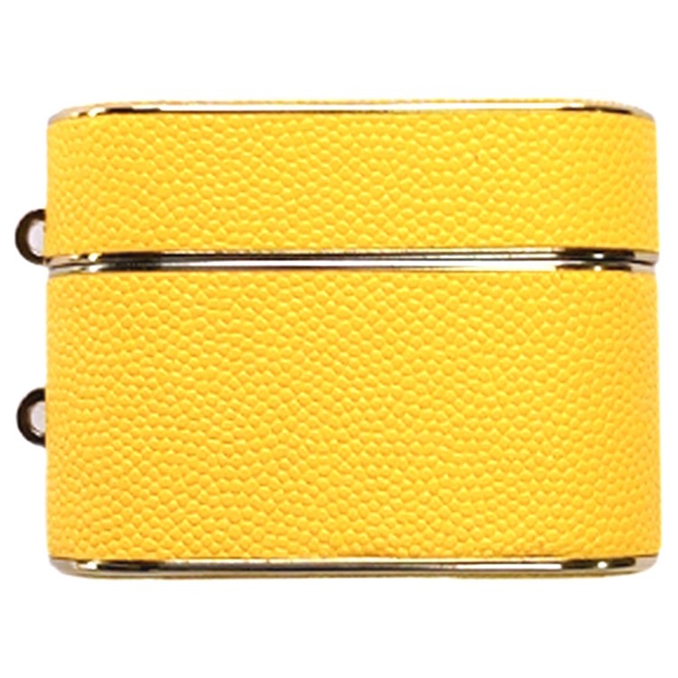 For AirPods Pro 2 Column Shape Bluetooth Earphone Cover Leather Texture TPU + PC Anti-drop Case - Yellow