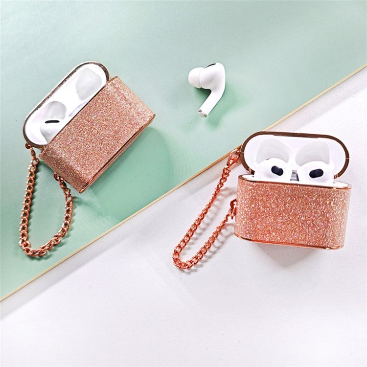 For Apple AirPods 3 TWS Headset Cover Leather Texture PC+TPU Earphone Case - Rose Gold