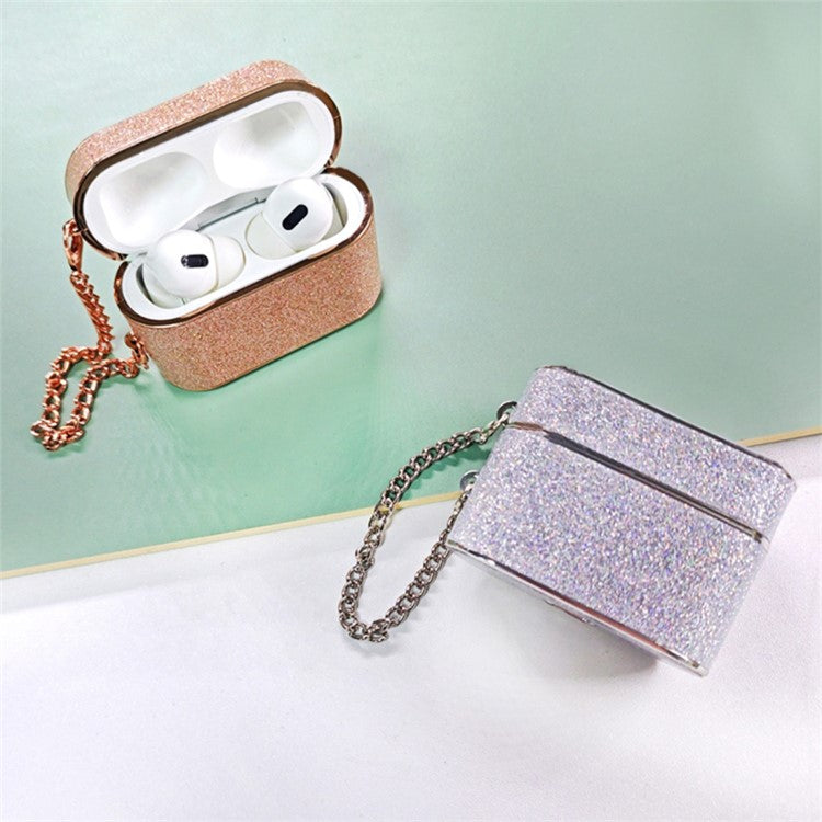 For Apple AirPods with Charging Case (2016) / (2019)  /  AirPods with Wireless Charging Case (2019) Glitter Powder Bluetooth Earphone Cover - Rose Gold