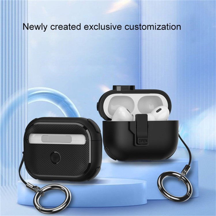 For AirPods Pro 2 Wireless Earphone Snap-On Lid Design Case TPU+PC Protective Cover - Black