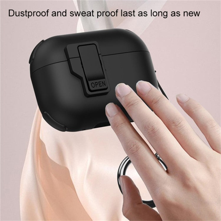 For AirPods Pro 2 Wireless Earphone Snap-On Lid Design Case TPU+PC Protective Cover - Black