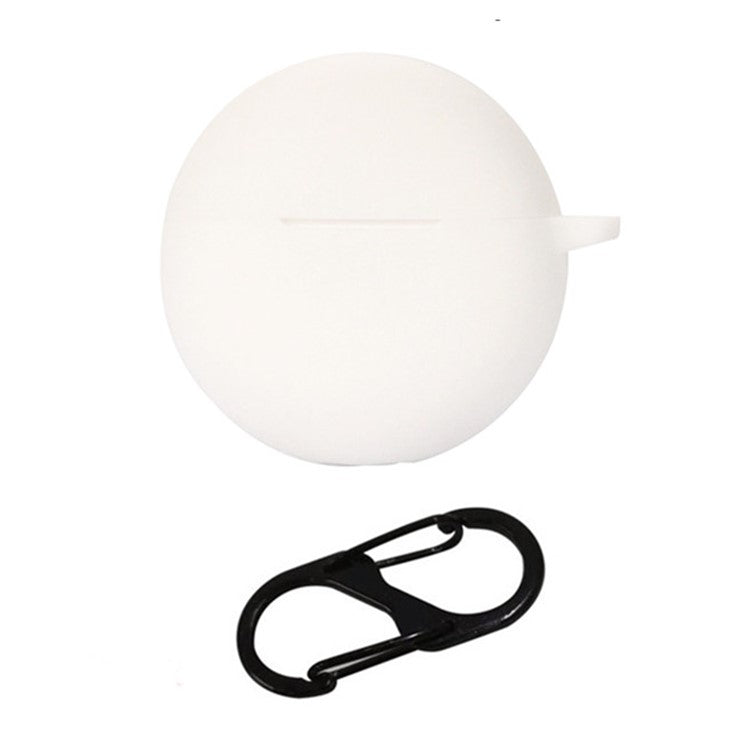 Silicone Cover for Oppo Enco Air3i Bluetooth Earphone Sleeve with Anti-Lost Buckle - White