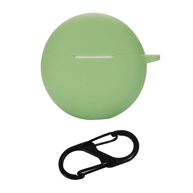 Silicone Cover for Oppo Enco Air3i Bluetooth Earphone Sleeve with Anti-Lost Buckle - Matcha Green