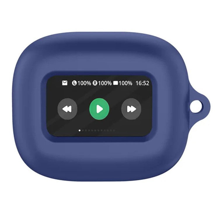 For JBL Live Beam 3 Silicone Cover Bluetooth Earphone Protective Sleeve with Anti-Lost Buckle - Dark Blue