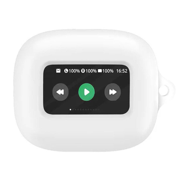 For JBL Live Beam 3 Silicone Cover Bluetooth Earphone Protective Sleeve with Anti-Lost Buckle - White