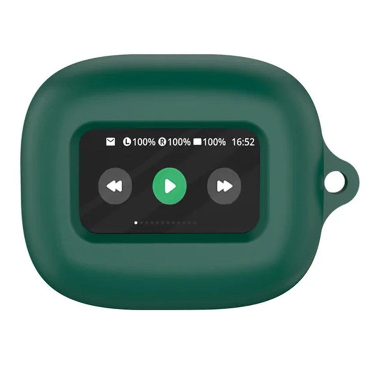 For JBL Live Beam 3 Silicone Cover Bluetooth Earphone Protective Sleeve with Anti-Lost Buckle - Blackish Green