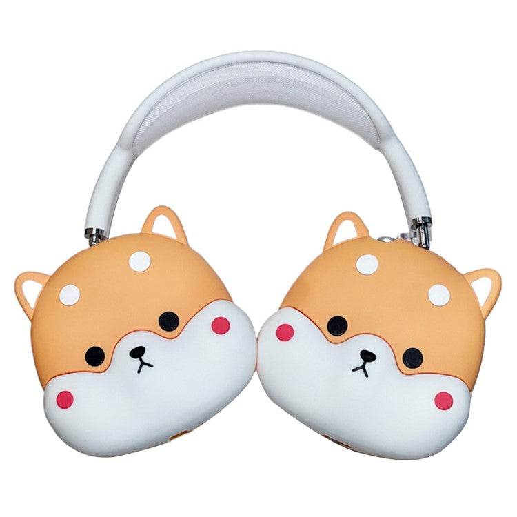 For AirPods Max 2024 (USB-C) / Max 1 Pair Cartoon Design Silicone Earmuff Shell Headphone Protective Cover - Dog