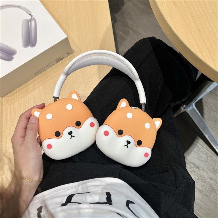 For AirPods Max 2024 (USB-C) / Max 1 Pair Cartoon Design Silicone Earmuff Shell Headphone Protective Cover - Dog