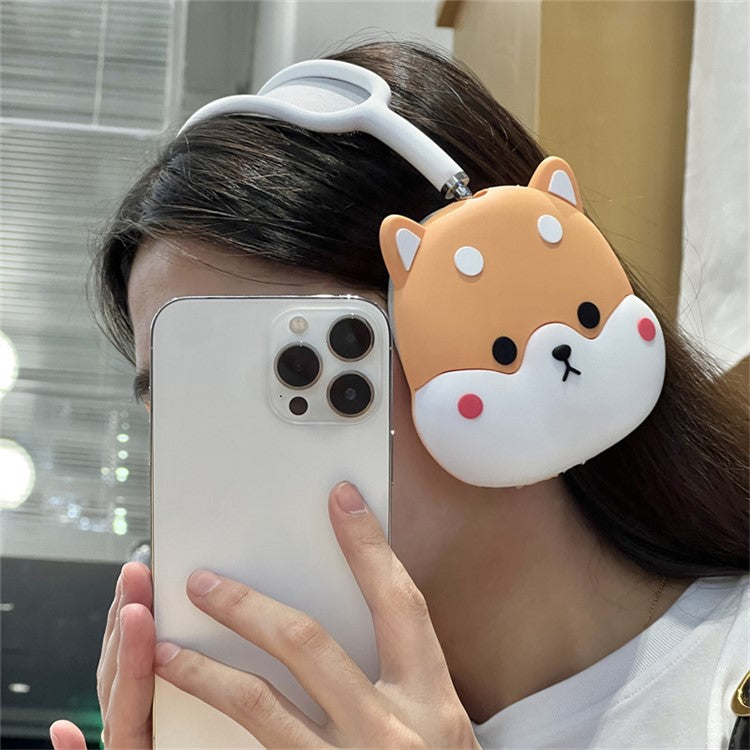 For AirPods Max 2024 (USB-C) / Max 1 Pair Cartoon Design Silicone Earmuff Shell Headphone Protective Cover - Dog