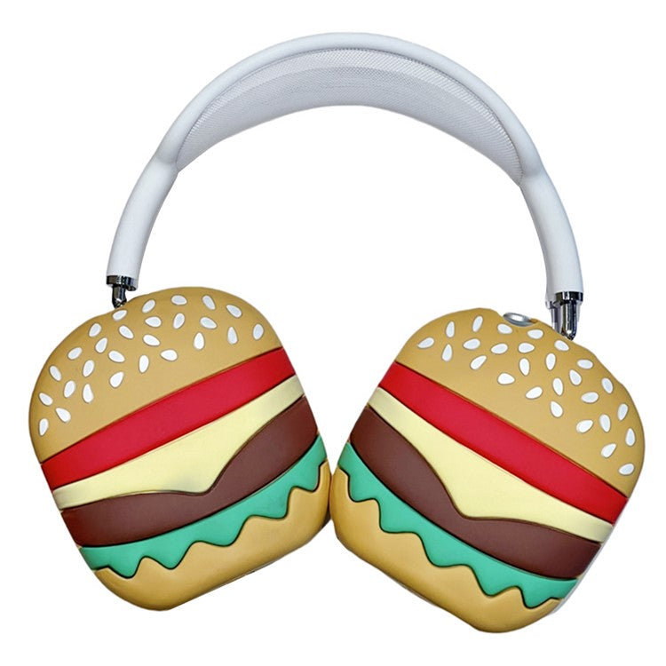 For AirPods Max 2024 (USB-C) / Max 1 Pair Cartoon Design Silicone Earmuff Shell Headphone Protective Cover - Hamburger