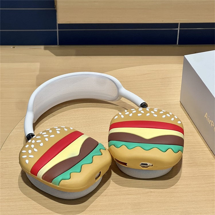 For AirPods Max 2024 (USB-C) / Max 1 Pair Cartoon Design Silicone Earmuff Shell Headphone Protective Cover - Hamburger