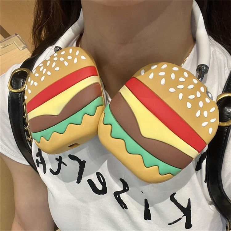 For AirPods Max 2024 (USB-C) / Max 1 Pair Cartoon Design Silicone Earmuff Shell Headphone Protective Cover - Hamburger