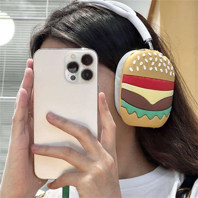 For AirPods Max 2024 (USB-C) / Max 1 Pair Cartoon Design Silicone Earmuff Shell Headphone Protective Cover - Hamburger