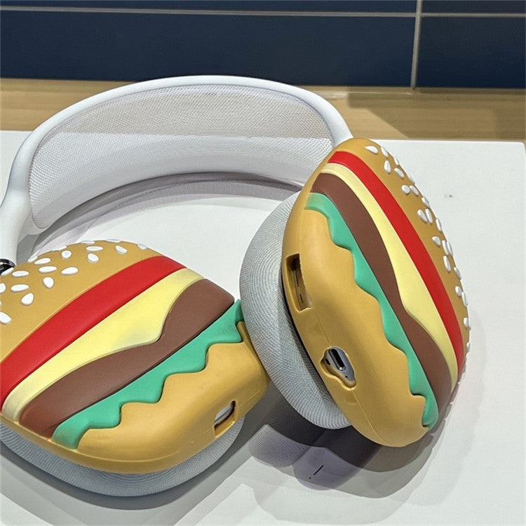 For AirPods Max 2024 (USB-C) / Max 1 Pair Cartoon Design Silicone Earmuff Shell Headphone Protective Cover - Hamburger