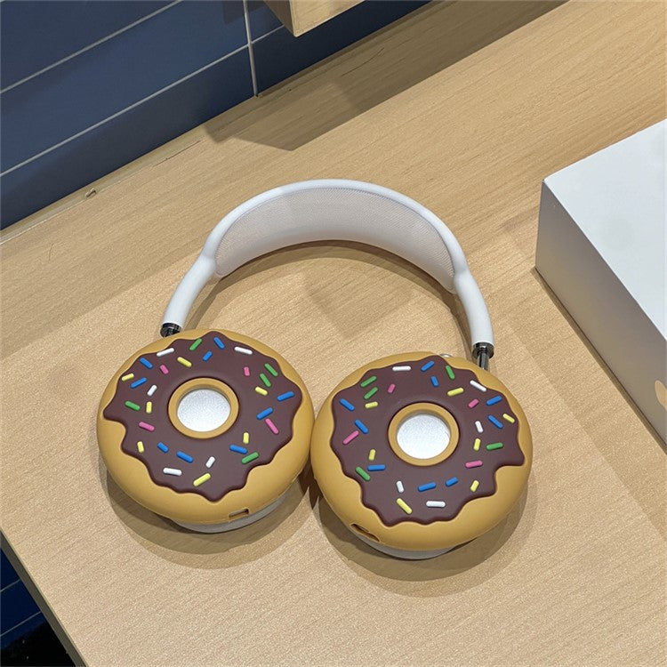 For AirPods Max 2024 (USB-C) / Max 1 Pair Cartoon Design Silicone Earmuff Shell Headphone Protective Cover - Doughnut