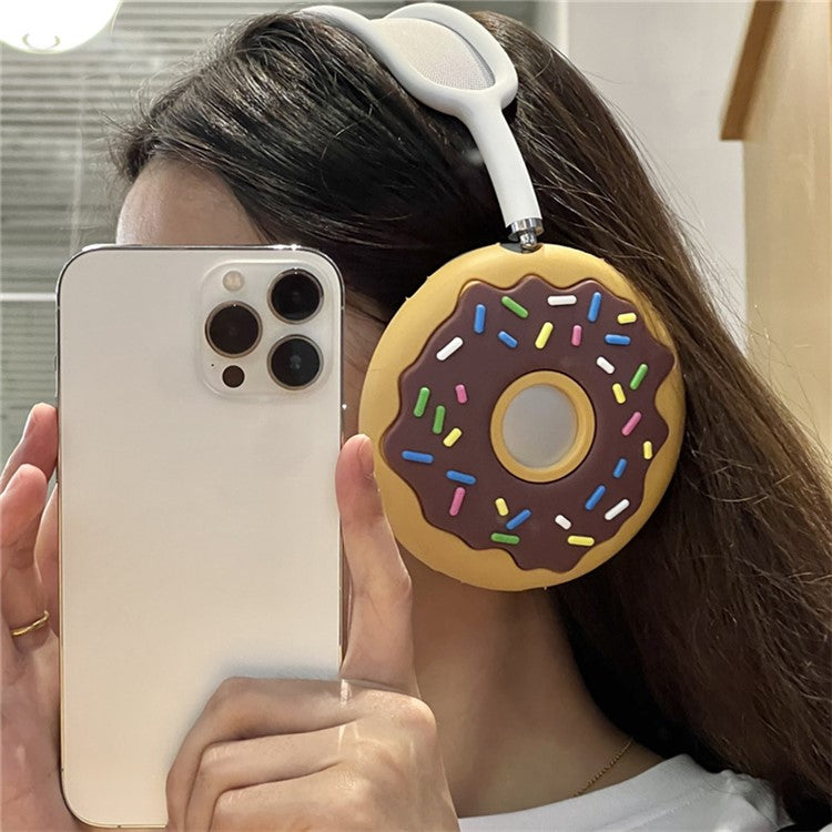 For AirPods Max 2024 (USB-C) / Max 1 Pair Cartoon Design Silicone Earmuff Shell Headphone Protective Cover - Doughnut