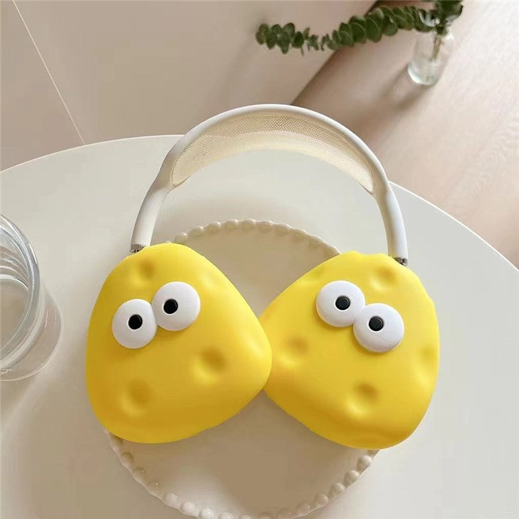 For AirPods Max 2024 (USB-C) / Max 1 Pair Cartoon Design Silicone Earmuff Shell Headphone Protective Cover - Cheese