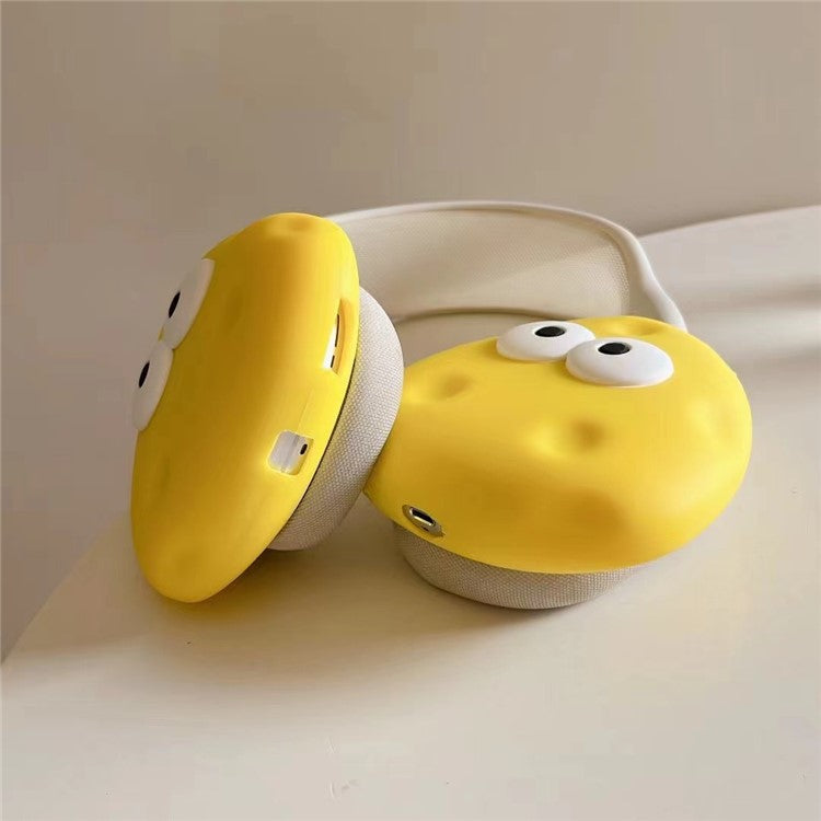 For AirPods Max 2024 (USB-C) / Max 1 Pair Cartoon Design Silicone Earmuff Shell Headphone Protective Cover - Cheese