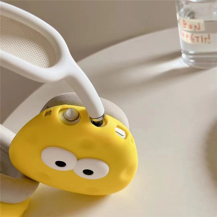 For AirPods Max 2024 (USB-C) / Max 1 Pair Cartoon Design Silicone Earmuff Shell Headphone Protective Cover - Cheese