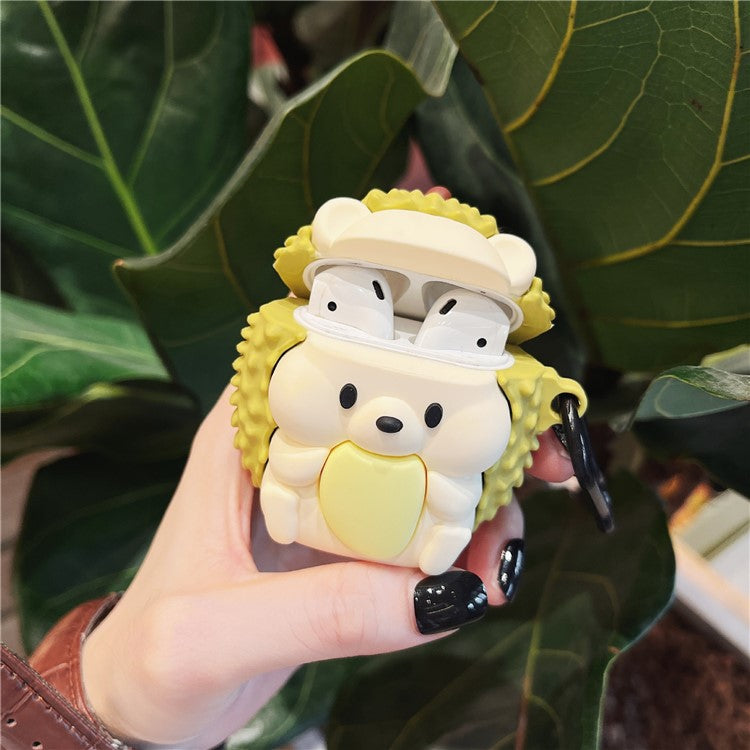 For Apple AirPods with Wireless Charging Case (2019)  /  AirPods with Charging Case (2019) (2016) Hedgehog Durian Silicone Cover