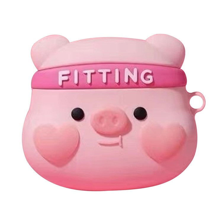 No.4 For Apple AirPods with Wireless Charging Case (2019)  /  AirPods with Charging Case (2019) (2016) Cartoon Pig Silicone Cover - Pig Head