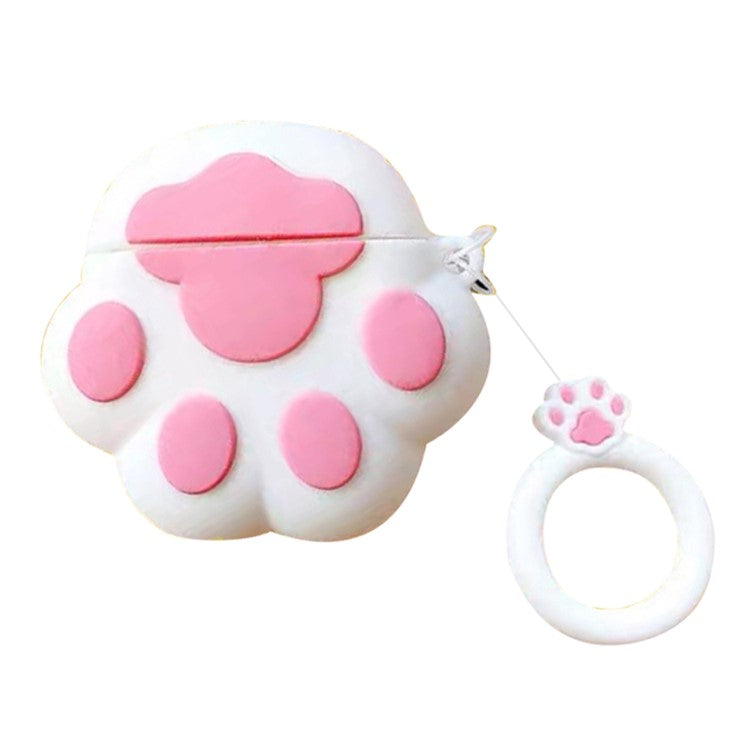 For Apple AirPods with Wireless Charging Case (2019) / AirPods with Charging Case (2019) / (2016) Cute Cartoon Silicone Cover - White Cat Paw