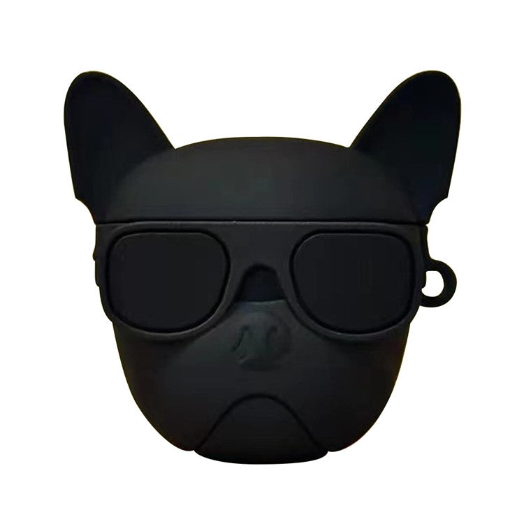 No.2 For Apple AirPods with Wireless Charging Case (2019)  /  AirPods with Charging Case (2019) (2016) Cartoon Silicone Case - Black Dog Head