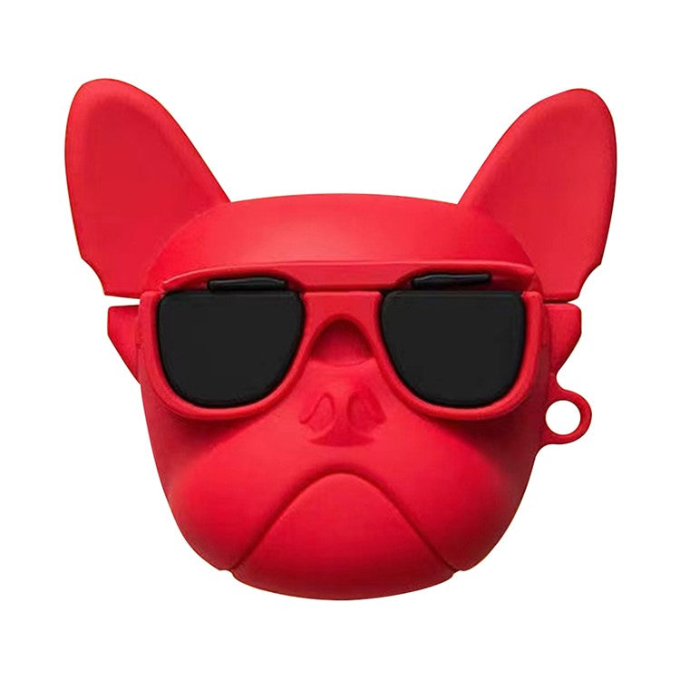 No.2 For Apple AirPods with Wireless Charging Case (2019)  /  AirPods with Charging Case (2019) (2016) Cartoon Silicone Case - Red Dog Head