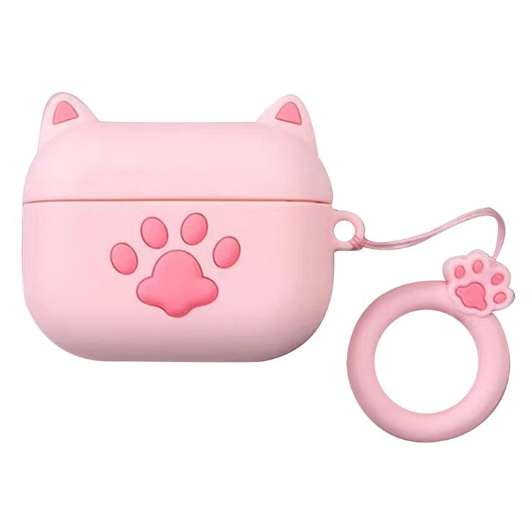 No.2 For Apple AirPods with Wireless Charging Case (2019)  /  AirPods with Charging Case (2019) (2016) Cartoon Silicone Case - Pink Cat Paw