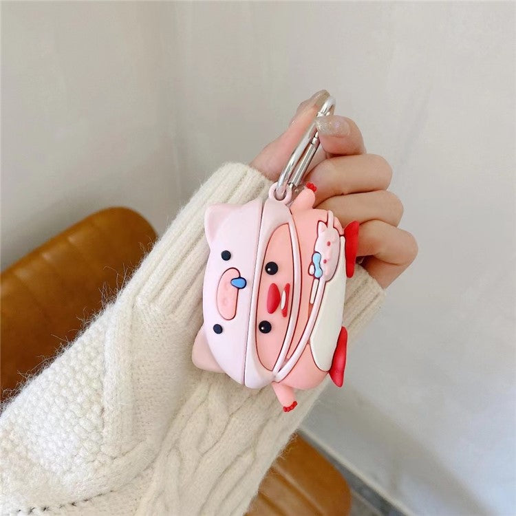 For Apple Airpods 3 Cartoon Design Bluetooth Earphone Cover Silicone Protective Case with Hanging Buckle