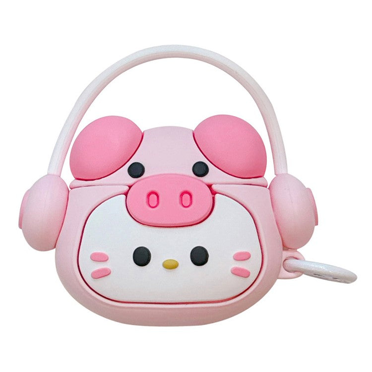 For AirPods Pro / Pro 2 Cartoon Kitty Bluetooth Earphone Cover Soft Silicone Case with Hanging Buckle