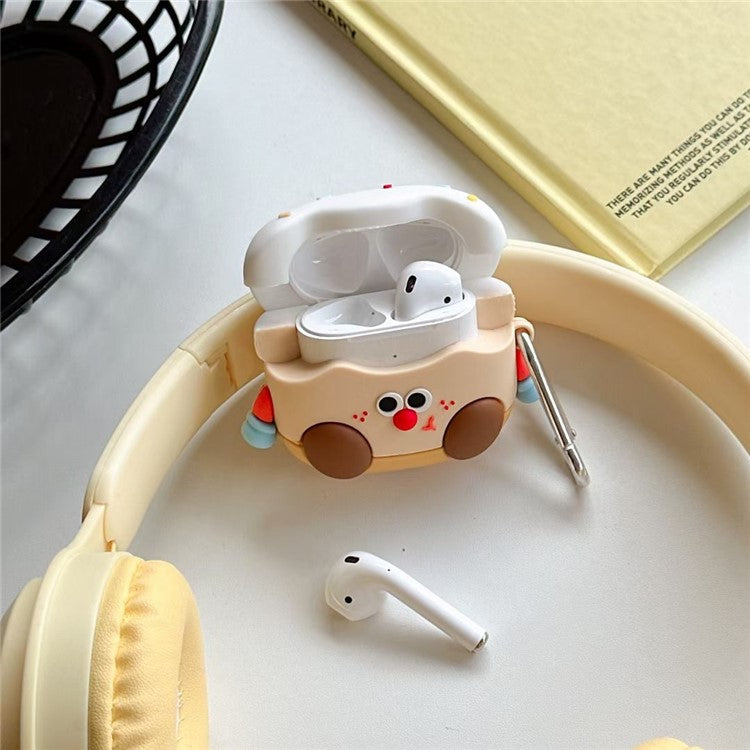 For Apple AirPods with Charging Case (2019) (2016) / AirPods with Wireless Charging Case (2019) Cartoon Cake Silicone Case with Buckle