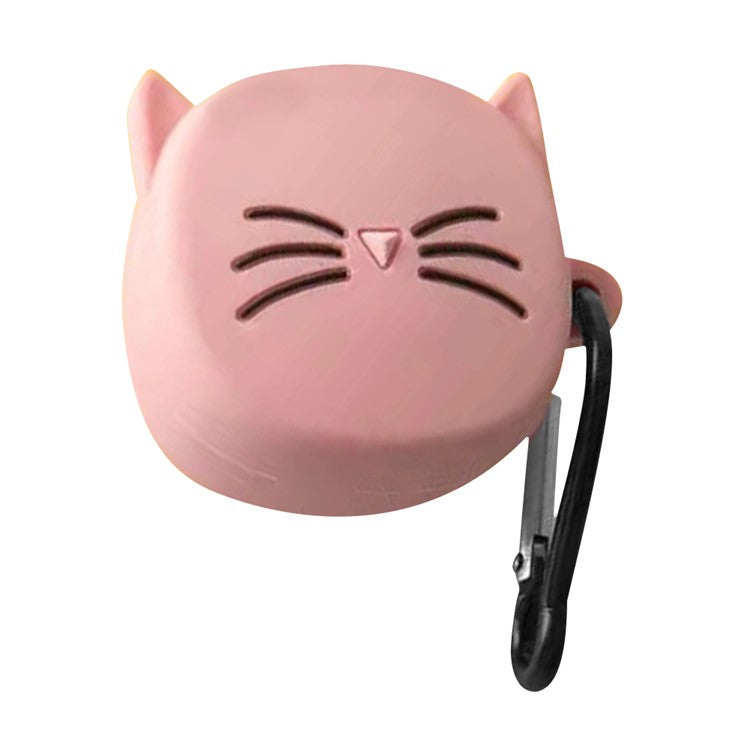 For Samsung Galaxy Buds2 Silicone Case Cartoon Bluetooth Earphone Dust-Proof Cover - Pink Whiskers Cat