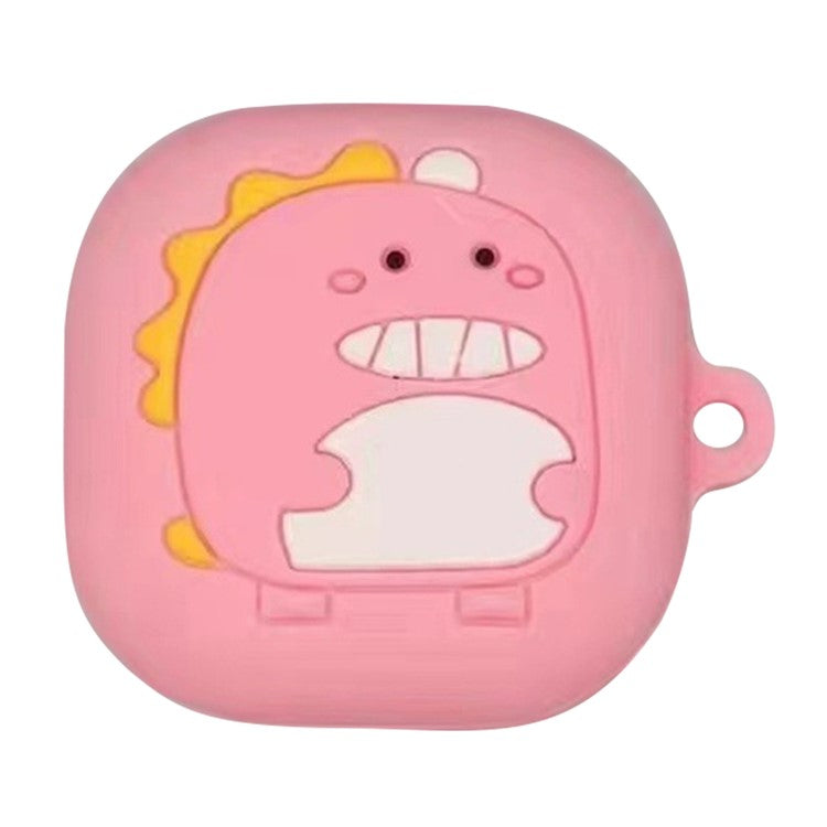 For Samsung Galaxy Buds2 Silicone Case Cartoon Bluetooth Earphone Dust-Proof Cover - Pink Dinosaur