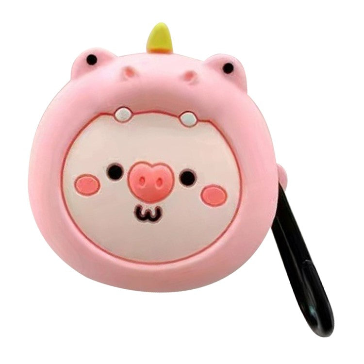 For Samsung Galaxy Buds2 Silicone Case Cartoon Bluetooth Earphone Dust-Proof Cover - Pink Dinosaur Pig