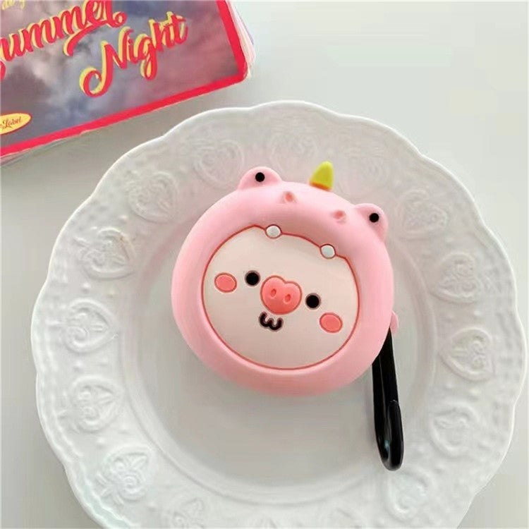 For Samsung Galaxy Buds2 Silicone Case Cartoon Bluetooth Earphone Dust-Proof Cover - Pink Dinosaur Pig