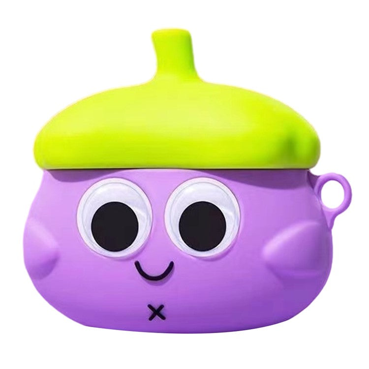 For Samsung Galaxy Buds2 Bluetooth Earphone Soft Silicone Case Cartoon Protection Cover - Eggplant