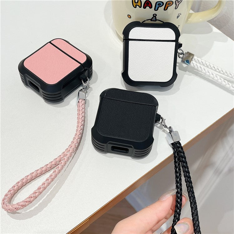 For Apple AirPods with Charging Case (2016) / (2019) /  AirPods with Wireless Charging Case (2019) TPU Sleeve Case with Wrist Strap - Black