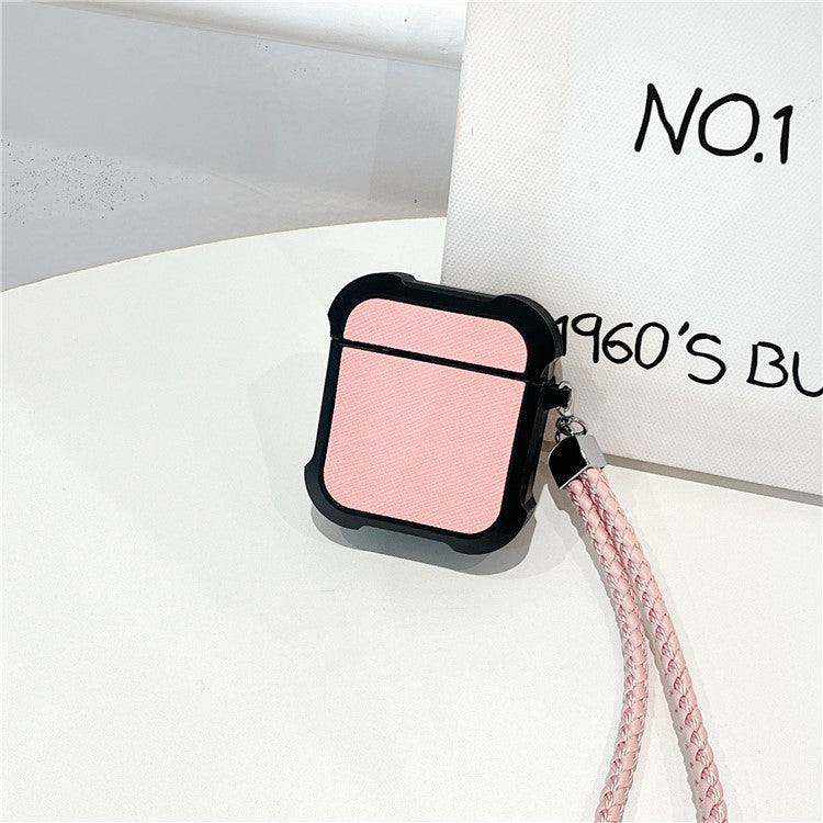 For Apple AirPods with Charging Case (2016) / (2019) /  AirPods with Wireless Charging Case (2019) TPU Sleeve Case with Wrist Strap - Pink