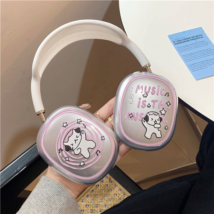 1Pair Protective Case for AirPods Max 2024 (USB-C) / Max Headphone Drop-Resistance TPU Sleeve - Music Cat