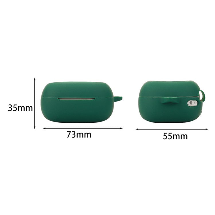 For JBL Live Beam 3 Silicone Case Bluetooth Earphone Protective Cover with Hanging Buckle - Blackish Green