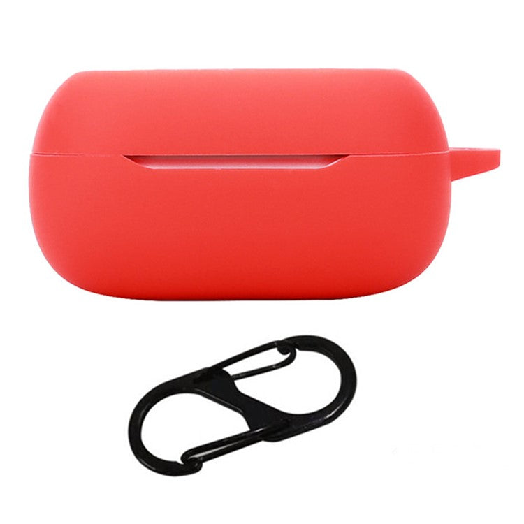 For JBL Live Beam 3 Silicone Case Bluetooth Earphone Protective Cover with Hanging Buckle - Red