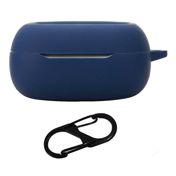 For JBL Live Beam 3 Silicone Case Bluetooth Earphone Protective Cover with Hanging Buckle - Dark Blue