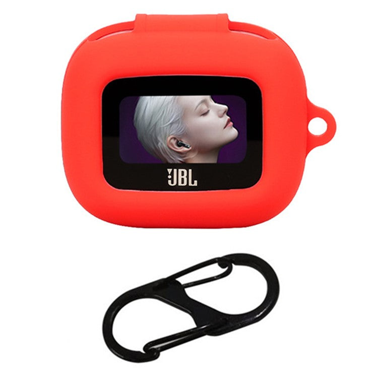 For JBL Live Flex 3 Case Anti-Drop Earphone Silicone Cover with Hanging Buckle - Red