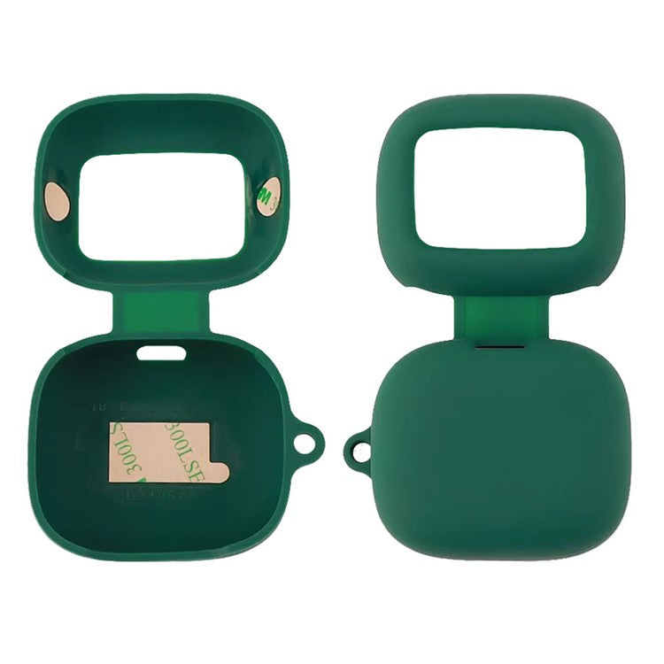 For JBL Live Buds 3 Earbuds Case Silicone Protective Cover with Anti-Lost Buckle - Blackish Green