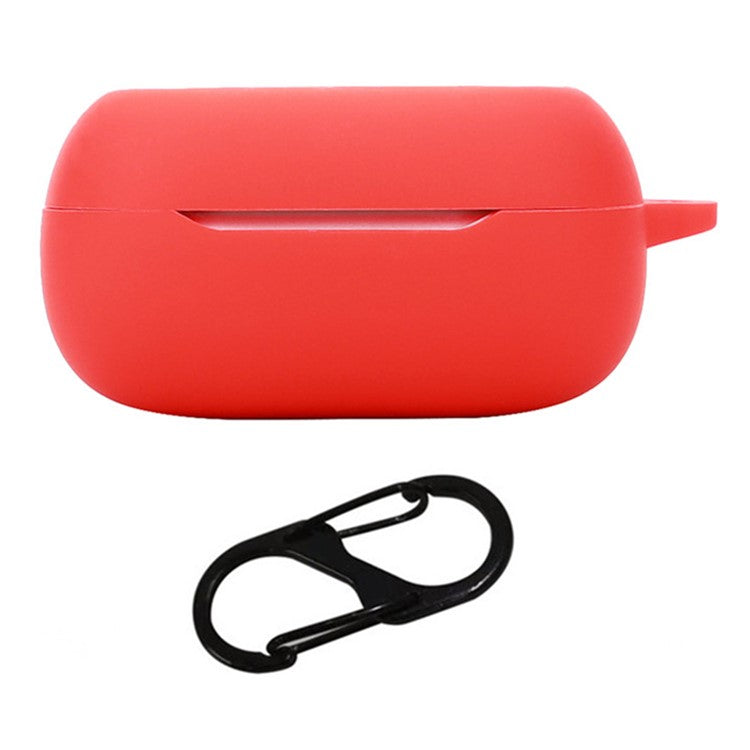 For JBL Live Buds 3 Earbuds Case Silicone Protective Cover with Anti-Lost Buckle - Red