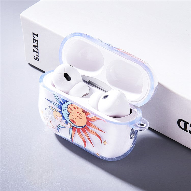 For Apple AirPods Pro Charging Case Cover Pattern Print TWS Earbuds TPU Case - Sun Angel  /  Transparent